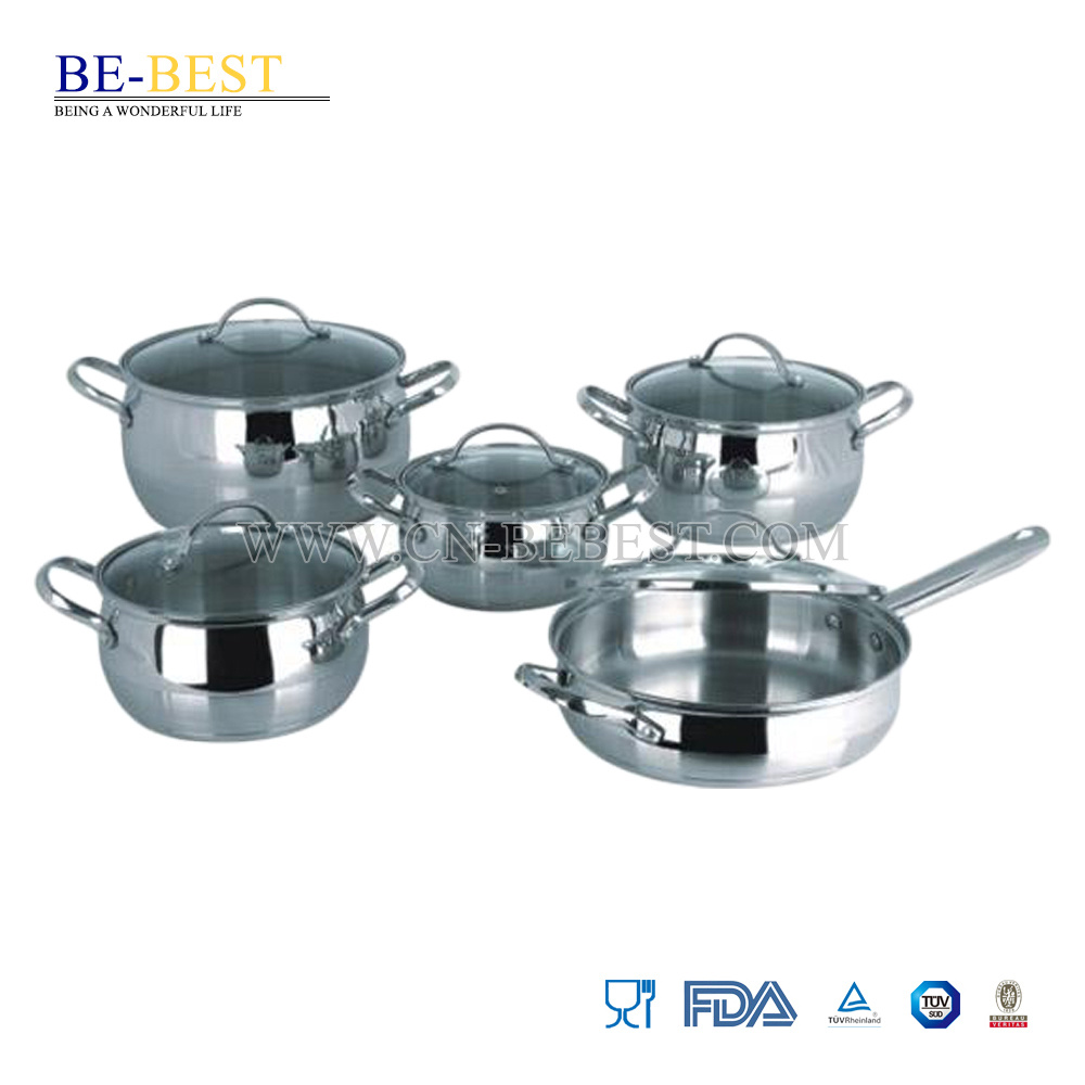 10PCS-Stainless-Steel-Rolled-and-Step-Edge-Cookware-Set 6 Pcs Casserole Pot - Image 1