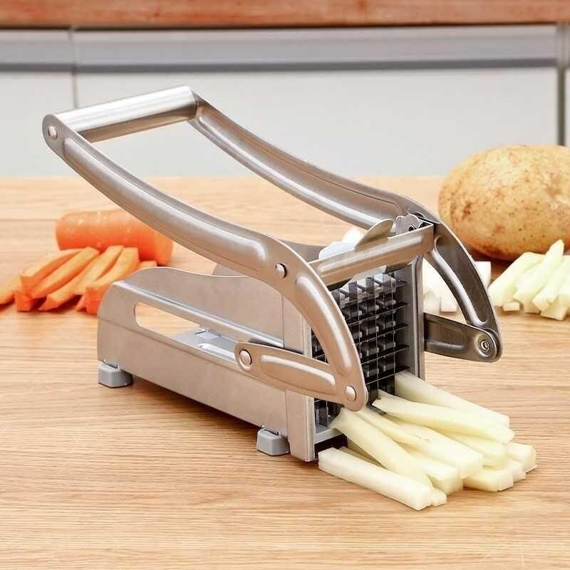 291406591_8023720851001887_7606110685970846630_n Stainless Steel French Fry Cutter Potato Vegetable Slicer Chopper 2 Blades - Image 1