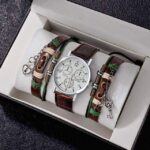 Bracelet Leather Hand Quartz Watch Set - Image 2