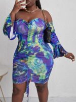 SHEIN SXY Tie Dye Drawstring Side Backless Bodycon Dress - Image 2