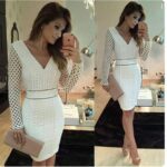 Ladies White Ruffle Dress - Image 3