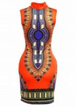 Plain And Patterned Wooden African Dress - Image 2