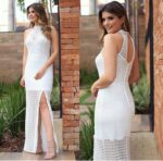 Ladies White Ruffle Dress - Image 2